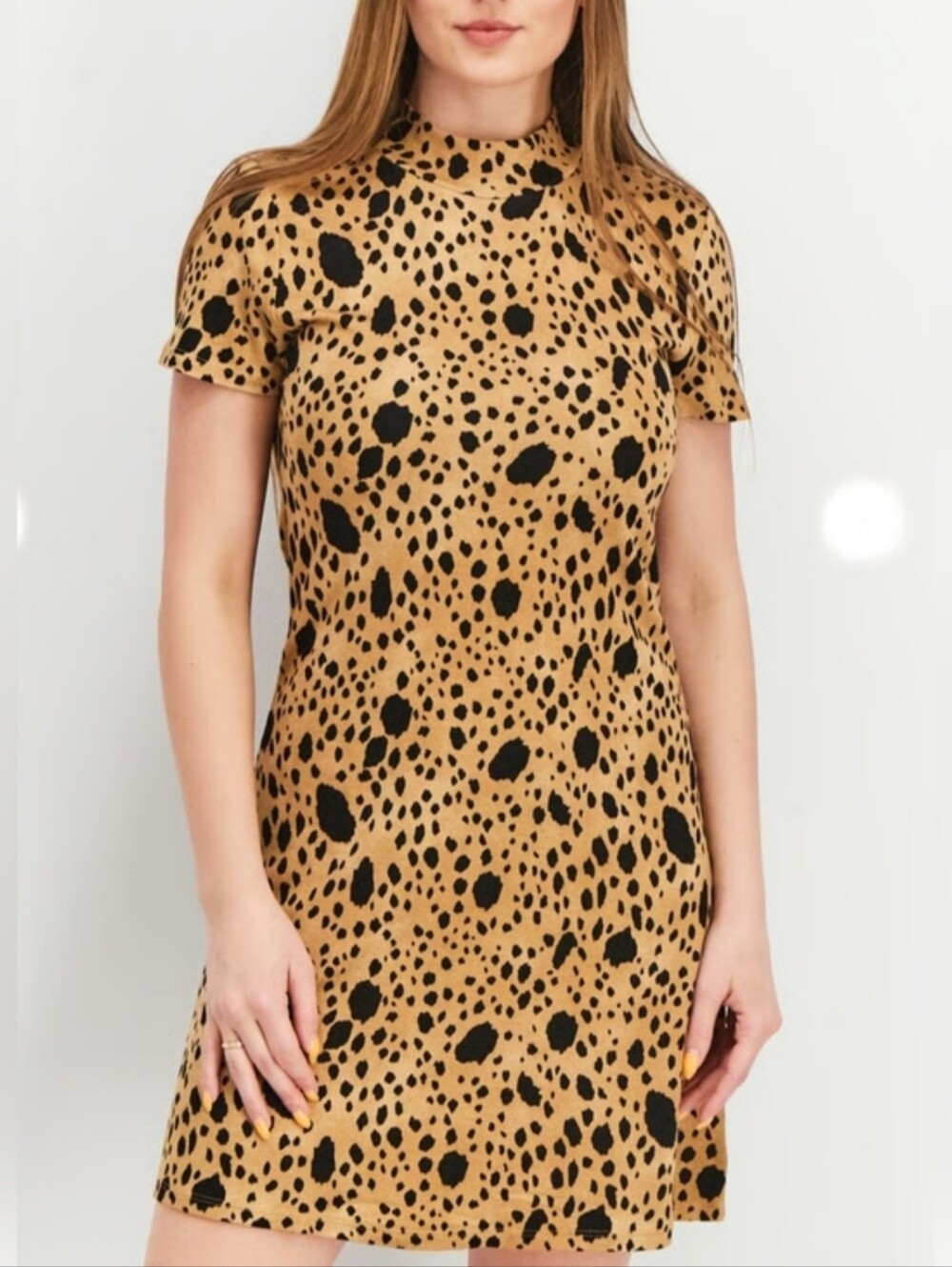 Forever 21 Brown Black Leopard Print Mock Neck Knit Dress Multiple Sizes NWT